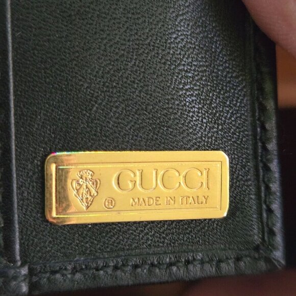 Gucci Vintage Black Coated Long Wallet Logo Kisslock Snap Trifold 035-001-0264 - Picture 7 of 10